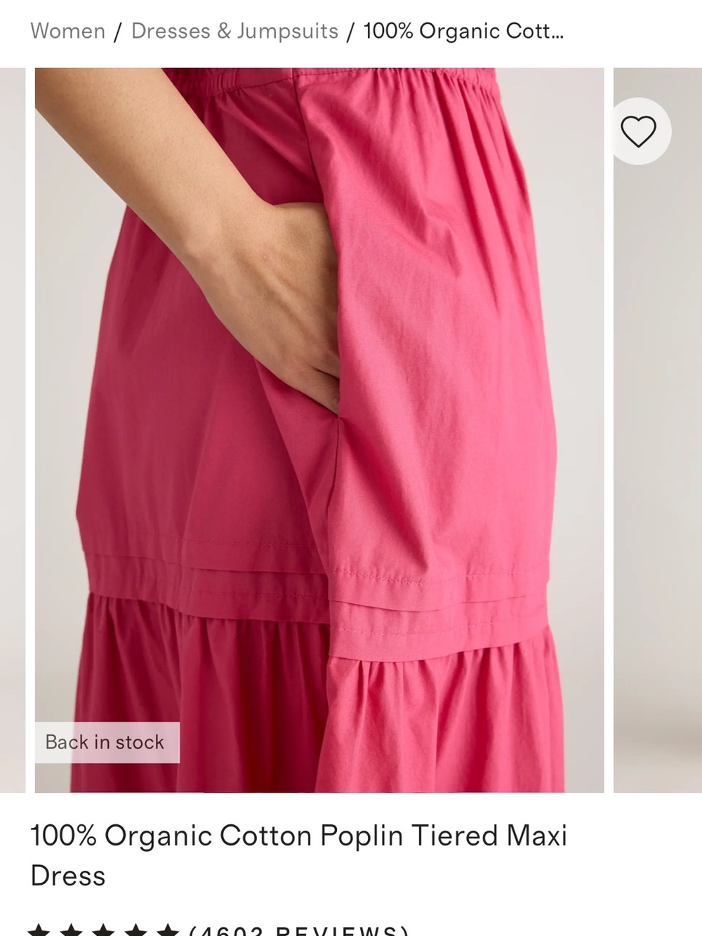 Quince 100% Organic Cotton Poplin Tiered Maxi Dress - Pink - Picture 4 of 11